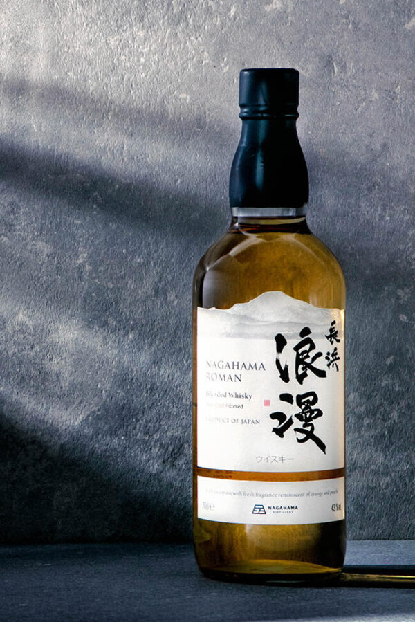 A bottle of the Nagahama Roman blended Whisky Japanese Whisky